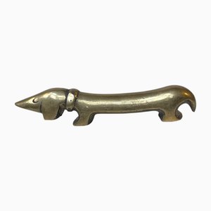 Abridor de botellas de fideos Dachshund de latón de Bosse, años 50