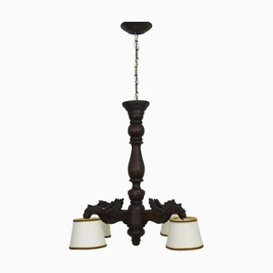 Dragon 4-Light Chandelier in Hand-Carved Wood, 1950s