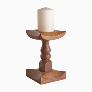 Large Brutalist Candleholder in Oak, 1960s