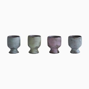 Mid-Century Studio Pottery Egg Cups, 1950s, Set of 4