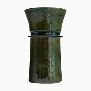 Modernist Glazed Studio Pottery Vase in Green and Blue, 1930s