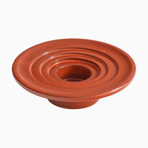 Orange Glasierter Mid-Century Keramik Kerzenhalter von Ettore Sottsass, 1950er