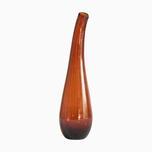 Freeform Amber Colored Bubble Glass Vase, 1960s