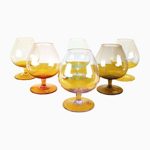 Große mehrfarbige Vintage Kristallgläser von Moser, 6 . Set