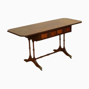 Vintage Flamed Hardwood Extendable Drop Leaf Side Table