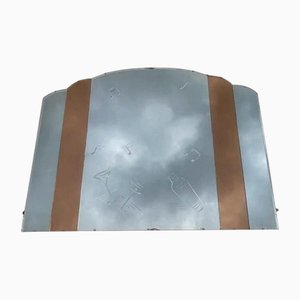 Espejo de pared francés Art Déco grande en ámbar y melocotón, años 30