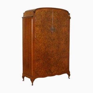 Art Deco Burr Walnut Double Wardrobe, England, 1940s
