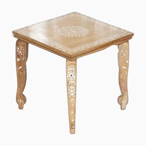 Anglo-Indian Inlaid Teak Side Table, 1950s