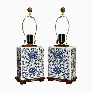 Blaue & Weiße Porzellan Tischlampen im Chinesischen Stil von Ralph Lauren, 2er Set
