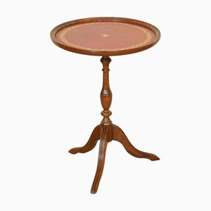 Victorian Side Table with Red Leather Embossed Top