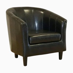 Modern Black Faux Leather Tub Chair