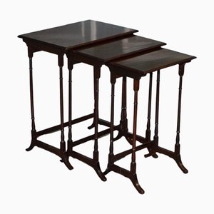 Victorian Nesting Tables with Bamboo Legs, Set of 3