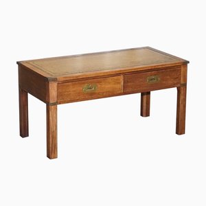 Military Campaign Coffee Table with Brown Leather Top from Harrods London