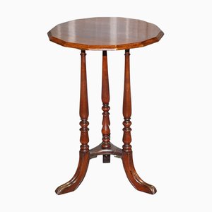 Hexagon Side Table in Hardwood with Curved Spade Feet