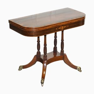 Georgian Folding Games Table with Brass Castors