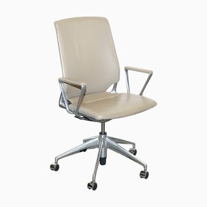 Swivel Desk Recliner Chair in Tan Leather from Vitra