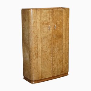 Doppeltüriger Art Deco Kleiderschrank aus Nussholz in Blond