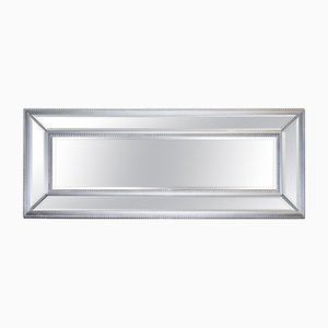 Large Silver Beaded Cushioned Bevelled Rectangular Mirror