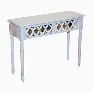 Hand Painted Mirrored Dressing Console Table with Matching Stool, Set of 2