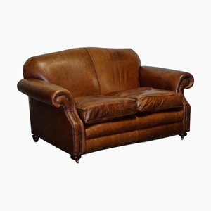 Vintage Laura Ashley Braunes Zweisitzer Sofa mit Buckelrücken