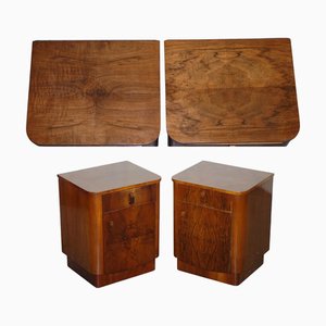 Art Deco Nachttische aus Wurzelholz, 1930er, 2er Set