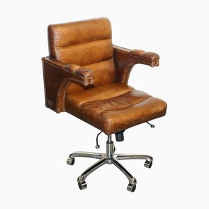 Poltrona da ufficio vintage Halo Timothy Oulton Heritage in pelle marrone invecchiata