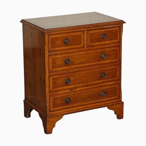 Vintage Yew Wood Chest of Drawers with Georgian Style Handles