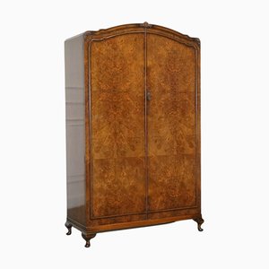 Doppelter Art Deco Kleiderschrank aus Wurzelholz mit Spiegel