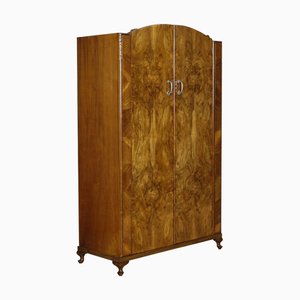Large Art Deco Burr Walnut Wardrobe