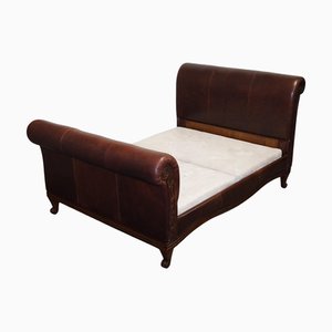 Bonaparte King Size Lederbett aus geschnitztem Holz