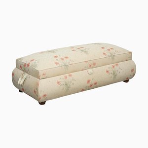 Grand coffre ottoman victorien en tissu à motif de fleurs de pavot