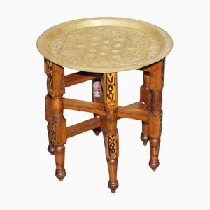 Table Pliante Vintage Mauresque en Laiton, Maroc, 1920s