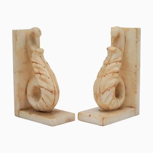 Handgeschnitzte italienische Vintage Buchstützen aus Alabaster, 1960er