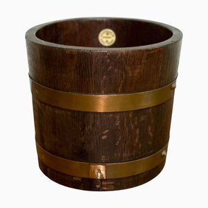 Edwardian Oak Bucket with Brass Braces from R A Lister & Co., 1890s