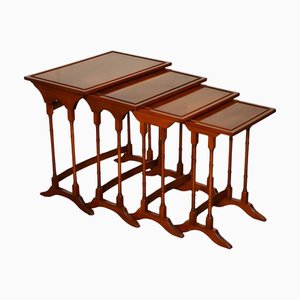 Yew Wood Faux Bamboo Nesting Tables from Bevan Funnell, Set of 4