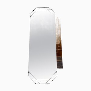 Grand Miroir Art Déco Pétale de Fleur en Verre de Pêche, 1920s