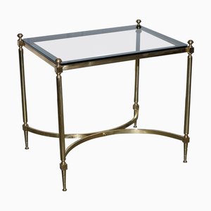 Hollywood Regency French Brass & Smoked Glass Coffee Table, 1960s