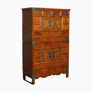 Late 19th Centry Korean Ichung Butterfly Wedding Cabinet with Brass Fitings