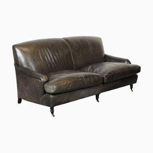 Exquisite Howard Style Heritage Grey Leather Sofa