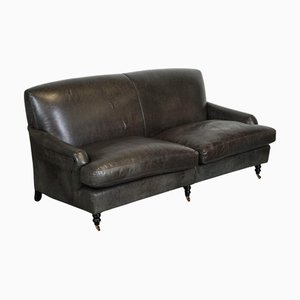 Howard Style Heritage Grey Leather Sofa