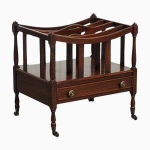Vintage Mahogany Newspaper Rack with Brass Handles