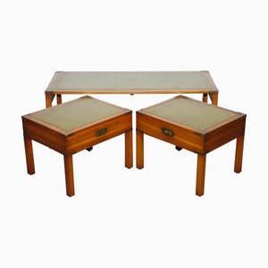 Bevan Funnell Coffee Table with Green Leather Top
