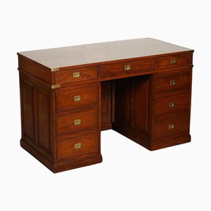 Vintage Military Campaign Twin Pedestal Desk
