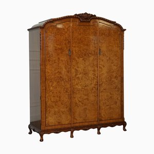 Victorian Queen Anne Burr Walnut Wardrobe