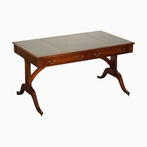 Vintage Regency Style Desk with Green Leather