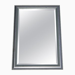 Vintage Silver Grey Frame Bevelled Hanging Wall Mirror