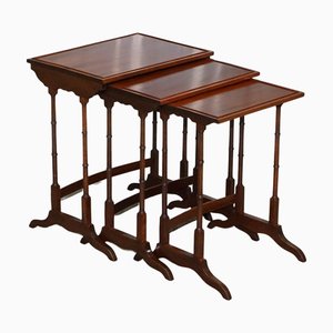 Victorian Nesting Tables with Bamboo Legs, Set of 3