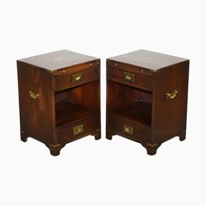 Military Campaign Bedside Tables, Set of 2