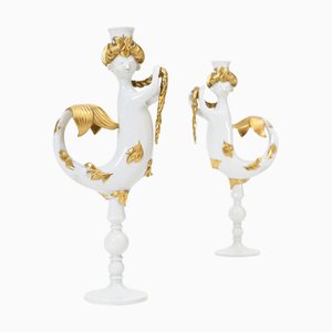 Vintage Keramik Meerjungfrau Kerzenständer von Bjorn Wiinblad für Rosenthal, 1970er, 2er Set