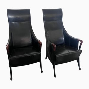Leather Armchairs by Umberto Asnago for Giorgetti, 1980s, Set of 2